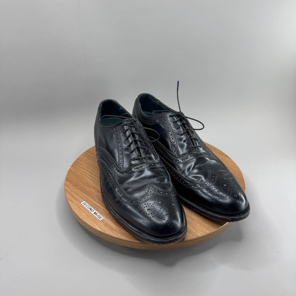 Florsheim Imperial Wingtip Oxford 10.5‎ D Black Leather Brogue Made in USA VTG